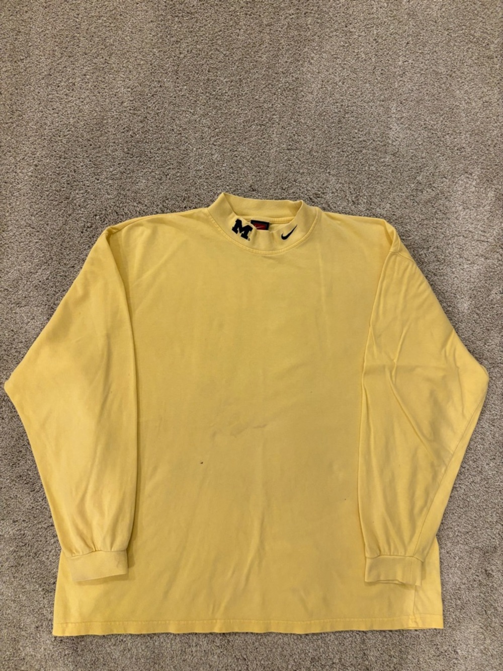 Vtg Y2K Nike Michigan Wolverines Long Sleeve Turtleneck Shirt Mens XL Yellow